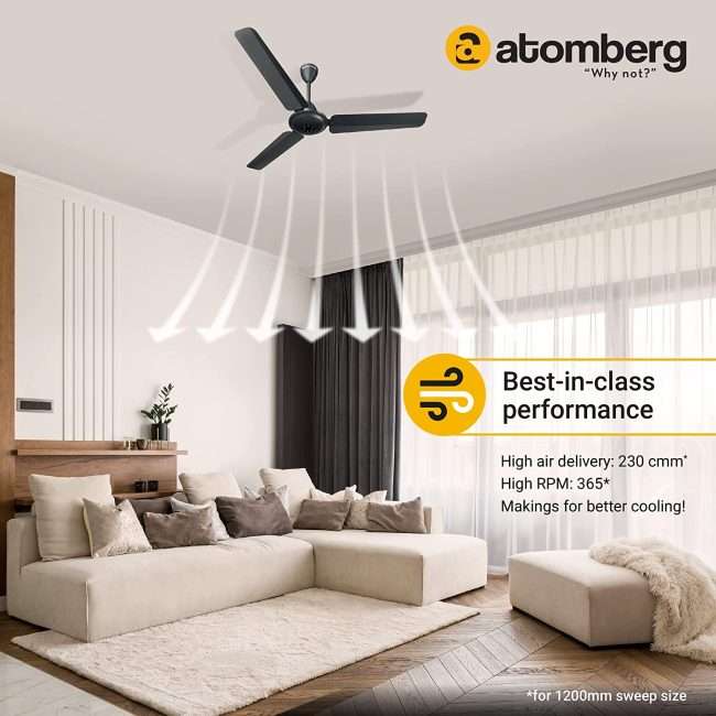 atomberg Ikano 1200mm BLDC Motor 5 Star Rated Ceiling Fans