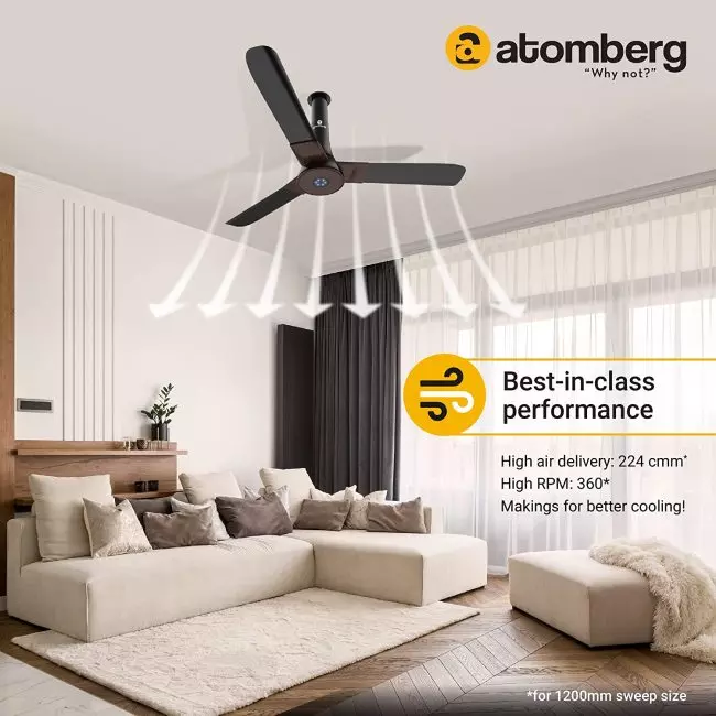 atomberg Studio+ 1200mm BLDC Motor 5 Star Rated Ceiling Fans