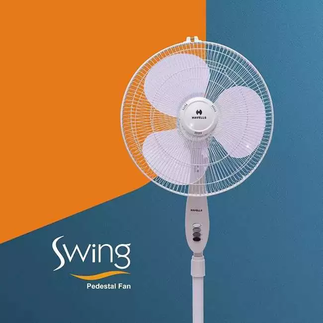 Havells Swing 400mm Pedestal Fan (White)