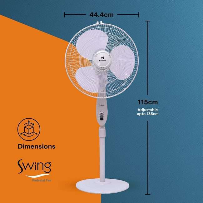 Havells Swing 400mm Pedestal Fan (White)