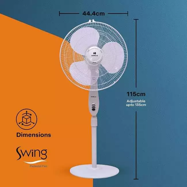Havells Swing 400mm Pedestal Fan (White)