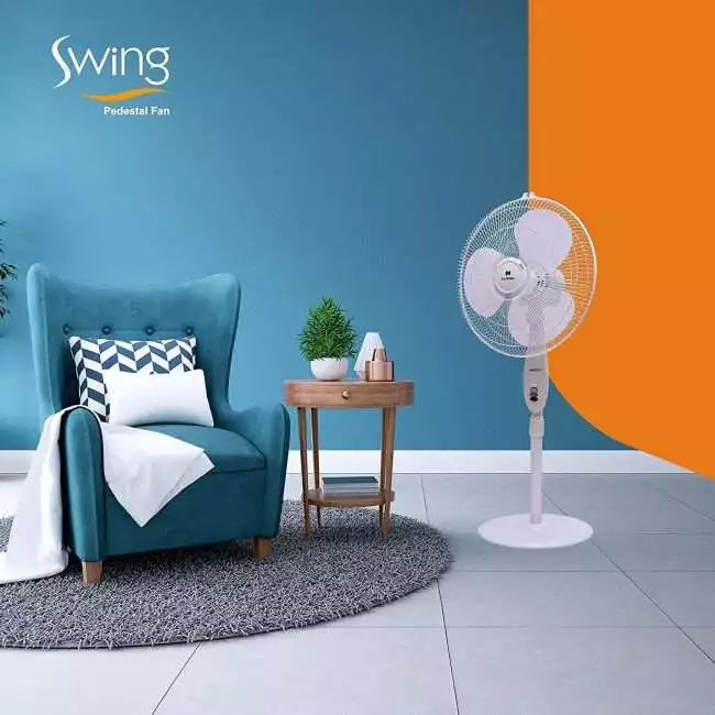Havells Swing 400mm Pedestal Fan (White)