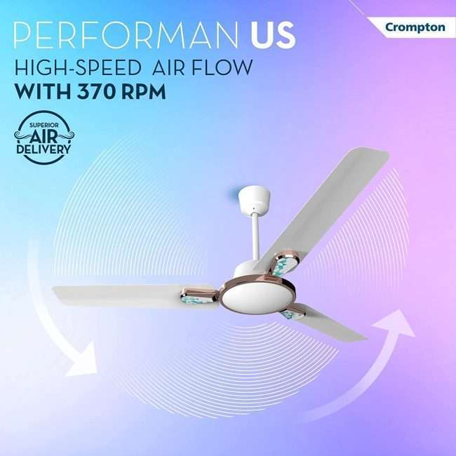 Crompton Energion Stylus 1200 mm (48 inch) BLDC Ceiling Fan with Remote and Anti-Dust Technology High Speed Energy Efficient Designer (Glow White)