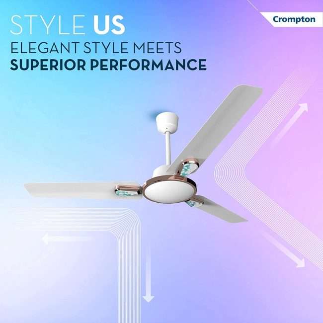 Crompton Energion Stylus 1200 mm (48 inch) BLDC Ceiling Fan with Remote and Anti-Dust Technology High Speed Energy Efficient Designer (Glow White)