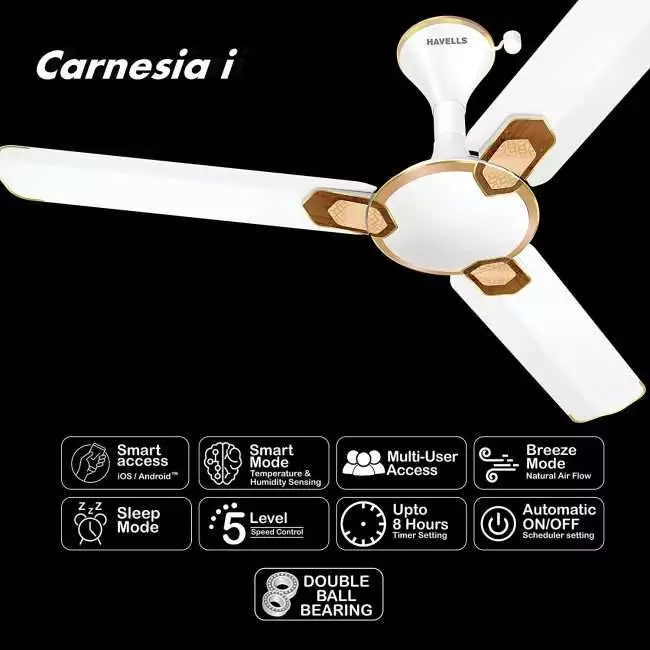 Havells Carnesia i 1200mm Ceiling Fan (Pearl White Gold)