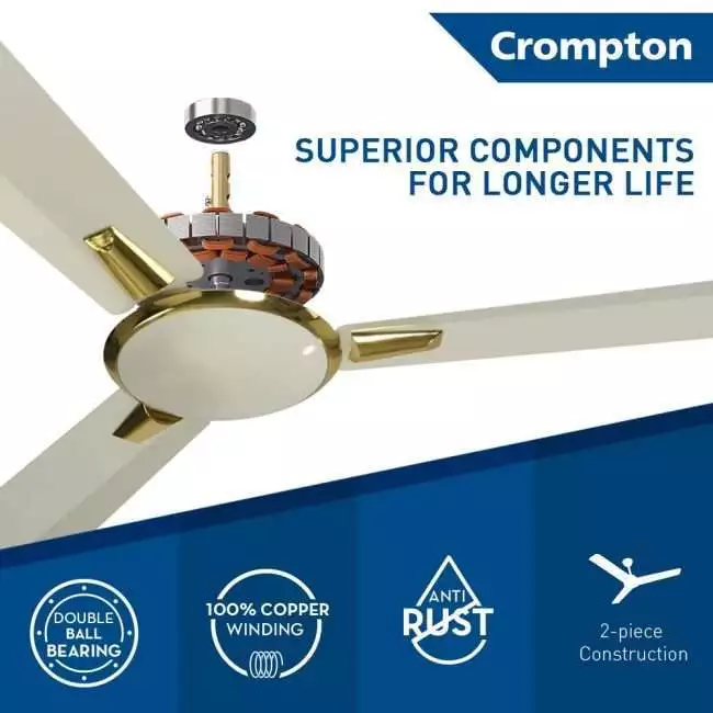 Crompton Aura 1200 mm (48 inch) High Speed Decorative Ceiling Fan (Ivory)