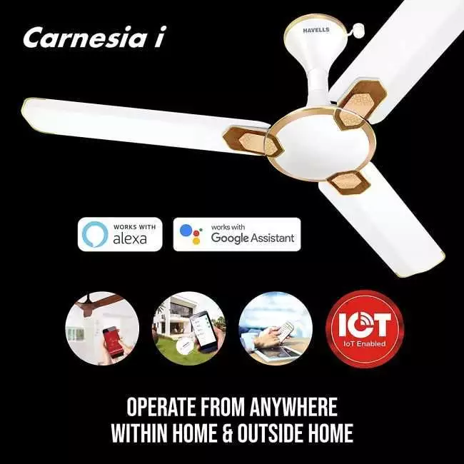 Havells Carnesia i 1200mm Ceiling Fan (Pearl White Gold)
