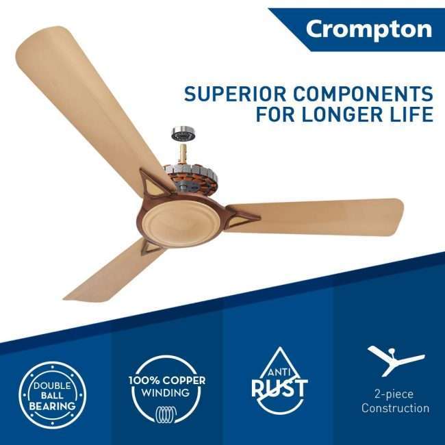Crompton Avancer Prime 1200 mm (48 inch) Decorative Ceiling Fan with Anti Dust Technology (Coco Gold)