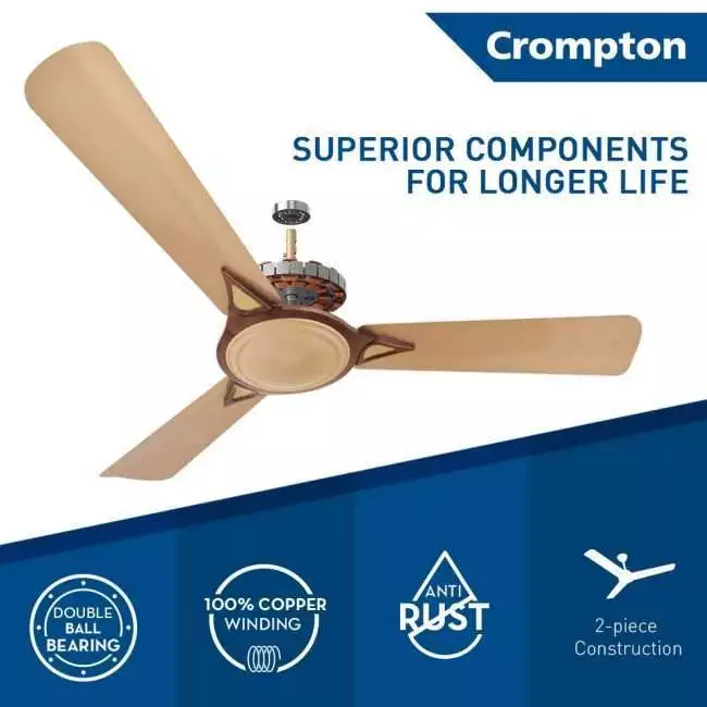 Crompton Avancer Prime 1200 mm (48 inch) Decorative Ceiling Fan with Anti Dust Technology (Coco Gold)