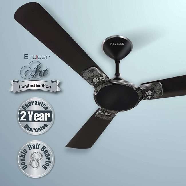 Havells Enticer Art 1200mm Ceiling Fan (Metallic Black/Chrome)