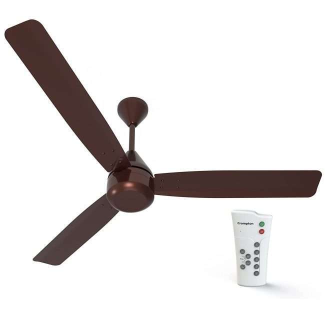 Crompton Energion Groove 1200mm (48 inch) BLDC Antidust Ceiling Fan High Speed 5S 28W Energy Efficient with Remote (Coffee Brown)
