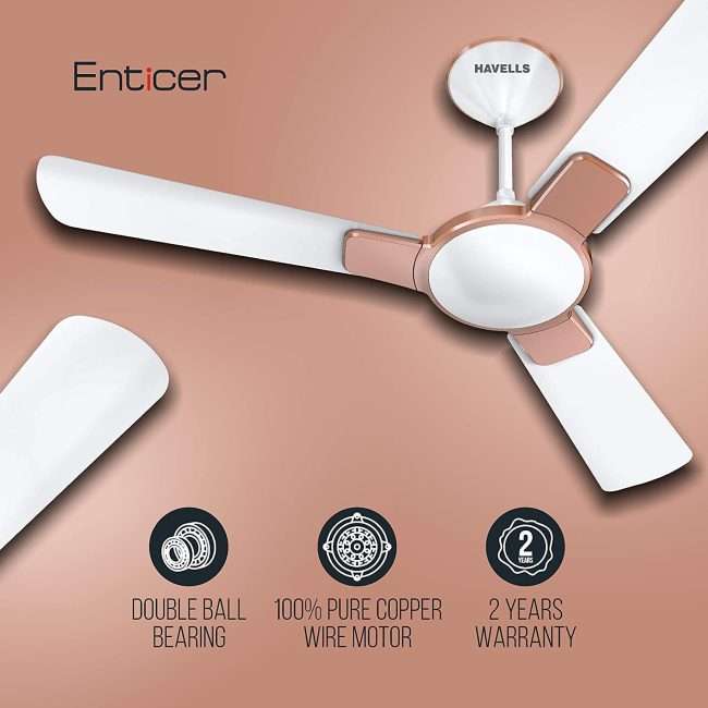 Havells Enticer 1200mm Ceiling Fan (Pearl White Rose Gold)