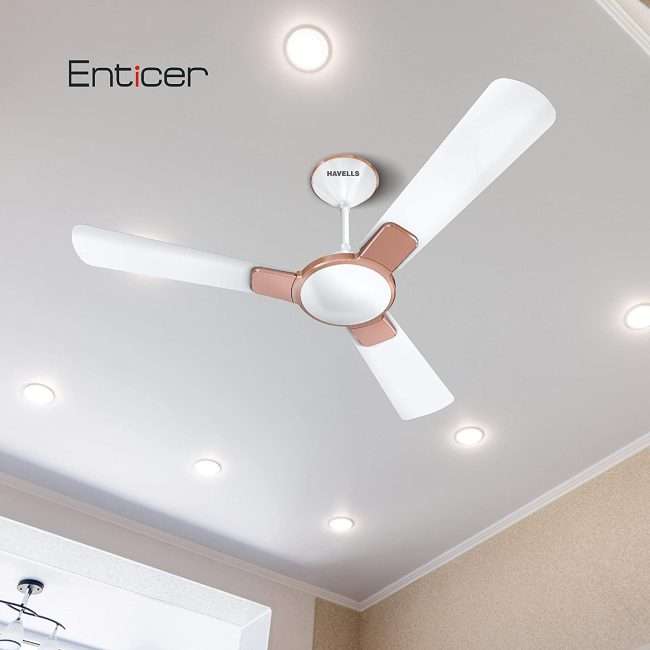 Havells Enticer 1200mm Ceiling Fan (Pearl White Rose Gold)