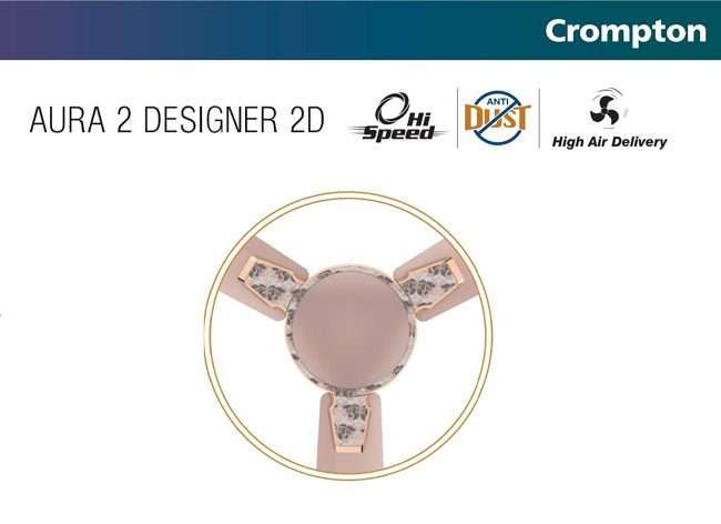 Crompton Aura 2 Designer 2D Brocade 1200mm ceiling fan Designer Brocade (Rose Gold), Made In India
