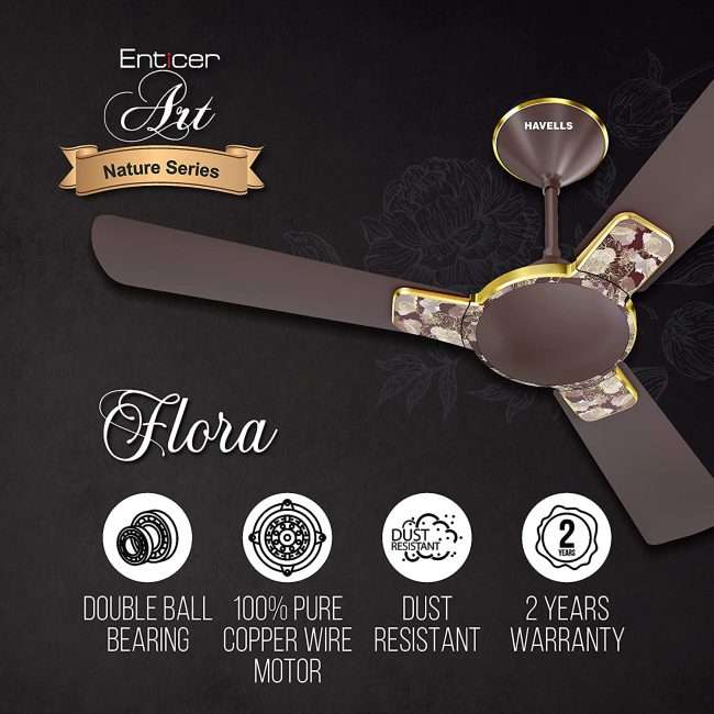 Havells Enticer Art 1200mm Ceiling Fan (Espresso Brown Gold)