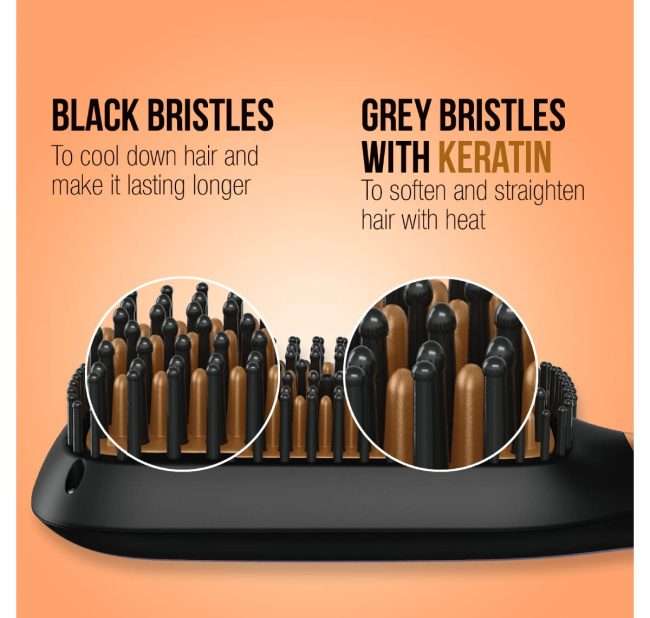 Hevells Ionic & Keratin Hair STRAIGHTENING Brush (Black) HS4211