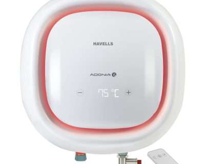 Havells Adonia R 25 Litre Vertical Storage Water Heater 5 Star With Remote Control (White), Wall Mounting