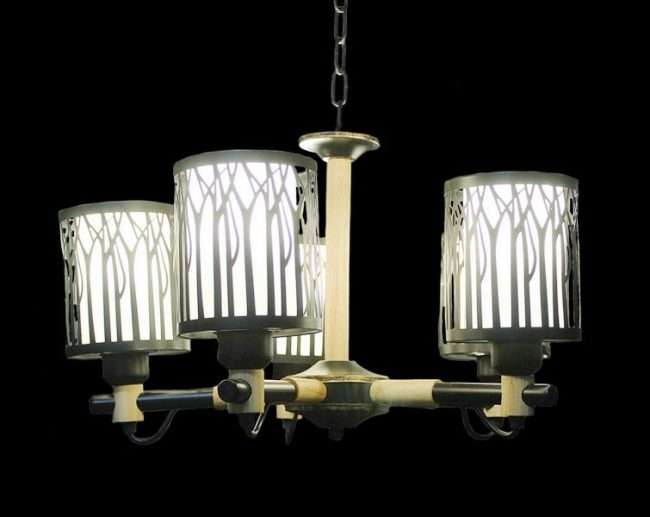 TRACKLITE JHUMMAR White Glass Lamp and Black Metal Case With Wood Base Pendant Chandelier Square Unique Design Wooden and Glass Chandelier Jhoomer Ceiling Light (5 Light)  (  INSTALLATION FREE FREE  +5 BULB FREE FREE )