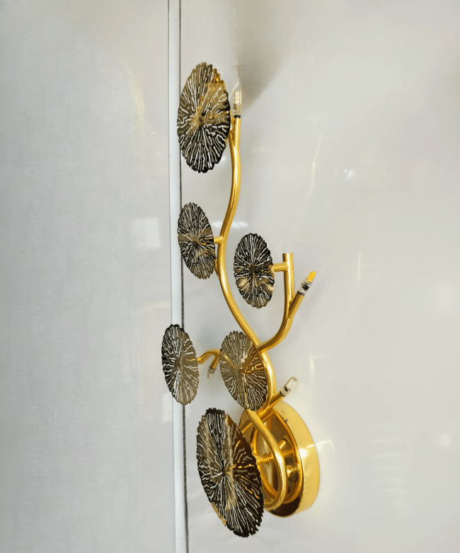Luxury Lightweight Metal Sconce Wall Light Golden Creative Wall Lamp G4 (G4) Base 1-Light Modern Wall Light Appliances for Living Room Bedside Hallway Staircase Lotus Leaf 6 Head 25 x 65 cm [Energy Class A++]