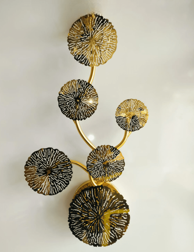 Luxury Lightweight Metal Sconce Wall Light Golden Creative Wall Lamp G4 (G4) Base 1-Light Modern Wall Light Appliances for Living Room Bedside Hallway Staircase Lotus Leaf 6 Head 25 x 65 cm [Energy Class A++]