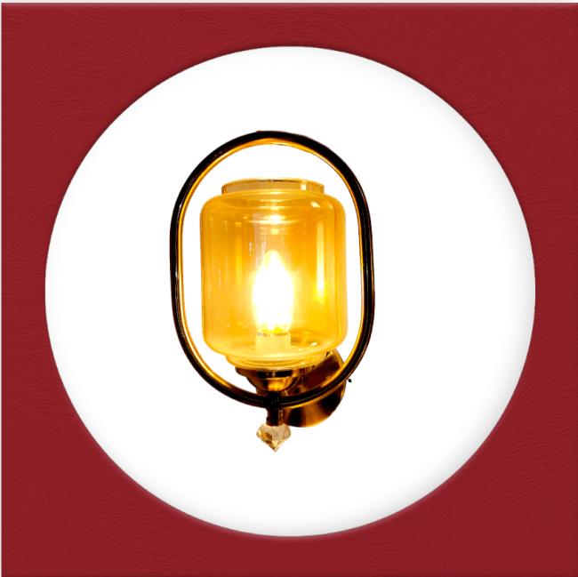 TRACKLITE  Antique Golden Finish Metal Modern 1 Light Glass Wall Lamp (Bulb 1 Included), Medium