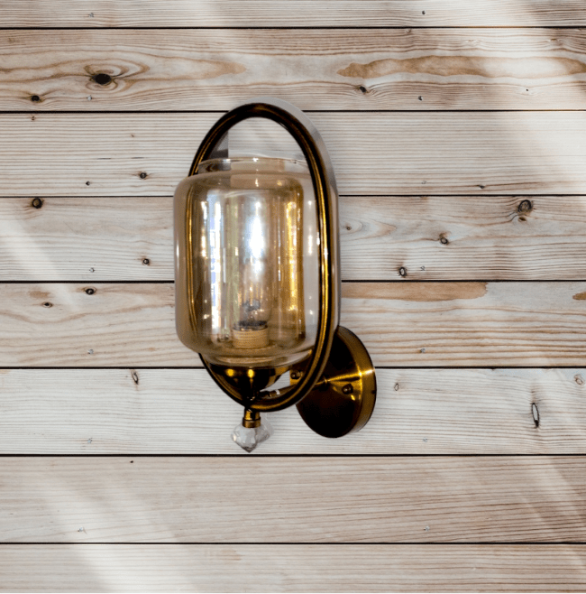 TRACKLITE  Antique Golden Finish Metal Modern 1 Light Glass Wall Lamp (Bulb 1 Included), Medium