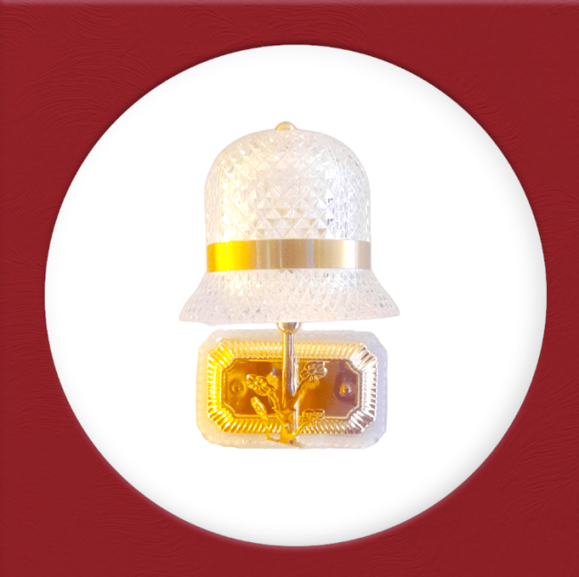 TRACKLITE  Glass and Metal Bell Shaped Crystal Worked Indoor Wall Lamp for Home and Office (White-Golden ; Pack of 1 Lamp)