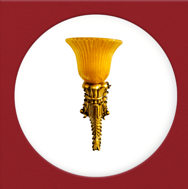 TRACKLITE Portuguese Style Gold Finished Wall Mounted Up Dawn Both Side Usable Led Night Lamp Light with Frosted Glass Shade with Crawn for Single Bulb Gold (Wall Light Single) (1)