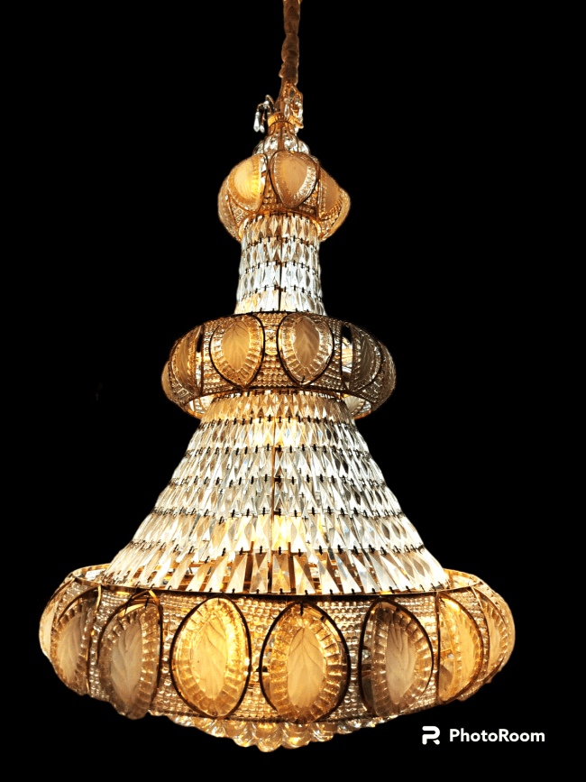 TRACKLITE Antique Design Crystal Hanging Ceiling Light Chandelier Crystal k9 Orginal ( 51- inch L -- 31- inch W )  JHUMMMAR for Home ( INSTALLATION FREE + 26 BULB FREE FREE )