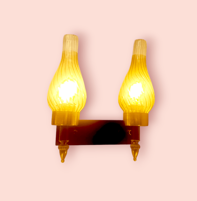 TRACKLITE TRACKLITE Double Antique Brass Portuguese Style Modern Bronze Wall lamp with 2 Lamp Shade  ( WITH 2 BULB FREE FREE )