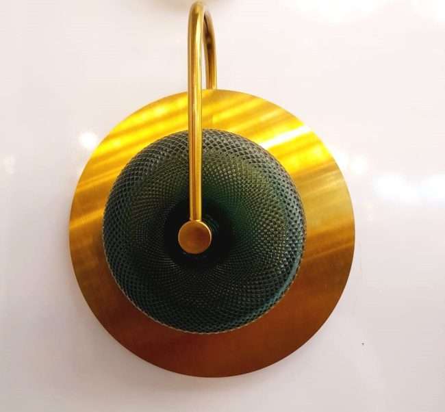 TRACKLITE  Modern Glass Wall Lamp Led Minimalist Lighting Living Bedroom Background Golden Sconces Bedside Decoration Lights Fixture,Modern Wall Sconces ( Color : Green Lampshad )