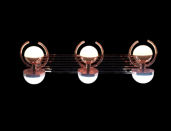 TRACKLITE AA Lites Studio Rose Gold Mirror  3 Wall Light for Make-UP Room Dressing Room Bathroom for Home Hotel Restaurant Resort