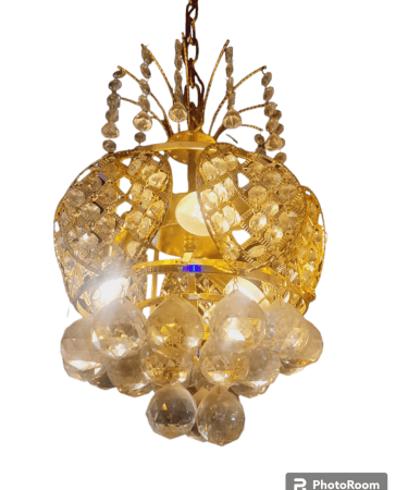 TRACKLITE Round Ancient Royal with Simple Design Ceiling Light Jhoomar- Gold,( INSTALLATION FREE FREE ) ( 14- inch L -- 10- inch W ) ( 3 BULB FREE FREE )