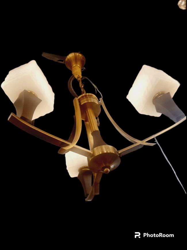 TRACKLITE JHUMMER -Copper Chandelier Simple Modern Living New Chinese Restaurant Bedroom Chandelier Wholesale American Full Copper lamp,  (100cm Diameter), Three LED Light Discoloration ( WITH 3 BULB FREE )