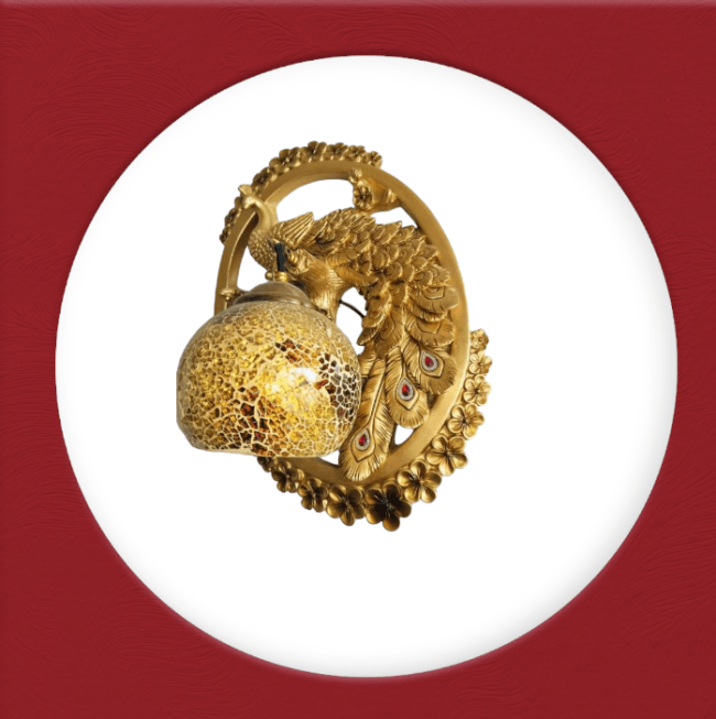 TRACKLITE Wall Lamp Light Decorative for Living Room, Restaurant, Hallway, Kitchen, Over The Dining Table, Hotels, Malls (Without Bulb)(Corded-Electric) Peacock Design