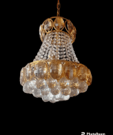 TRACKLITE JHUMMER CRYSTAL HANGING LIGHT Prmoagen Orginal K/9 Diamond Crystal Chandelier Light Chandelier Ceiling Lamp  (Gold, Clear) ( INSTALLATION FREE 4 BULB FREE   ) WITH  LED LIGHT  ( 15-inch L __  13-inch)