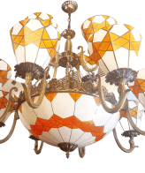 TRACKLITE JHUMMER Dining Table Lamp Suspension  Heads Chandelier Tiffany Big Chandelier Blue Green Leaves Colorful Style Glass Crystal Pendant Lamp for Lobby Living Room Restaurant Bar ( INSTALLATAION FREE )                       ( WITH 9 BULB FREE FREE )