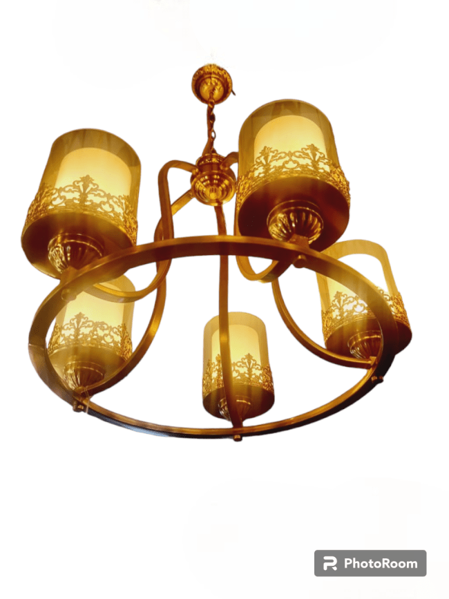 TRACKLITE  Unique Design 5 Light Jhoomar/Chandelier for Living Room,Home Decor Chandelier Ceiling Lamp -Metal,Corded electric ( WITH 5 BULB FREE ) ( 18-inch L x17-inch W)