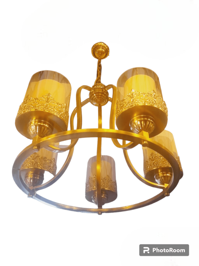 TRACKLITE  Unique Design 5 Light Jhoomar/Chandelier for Living Room,Home Decor Chandelier Ceiling Lamp -Metal,Corded electric ( WITH 5 BULB FREE ) ( 18-inch L x17-inch W)