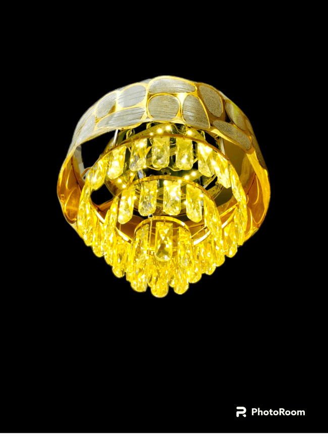 Tracklite Dazzling Crystal Chandelier Light for Stunning Illumination( 16 inch L x 15 inch W ) ( Installation Free LED Jhummer ))