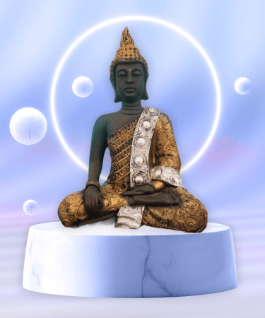 TRACKLITE Antique Black Golden Coloured Thai Buddha Showpiece(14- inch L __  9- inch W )