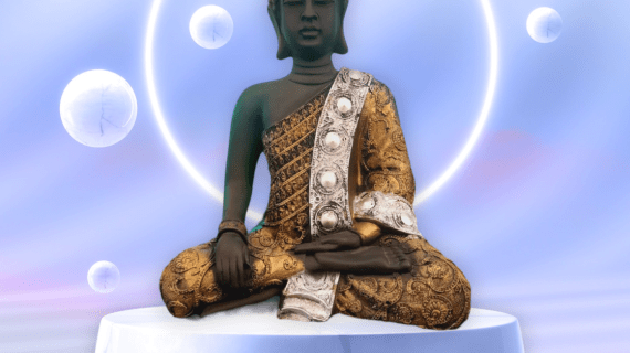 TRACKLITE Antique Black Golden Coloured Thai Buddha Showpiece(14- inch L __  9- inch W )