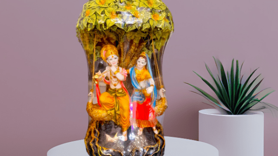 TRACKLITE  Radha-Krishna Statue, (25 - inch L -  13 inch W ) , Marble Radha Krishna Idol, Divine Couple Statue, Krishna Figurine, Handpainted Radha Krishna Murti