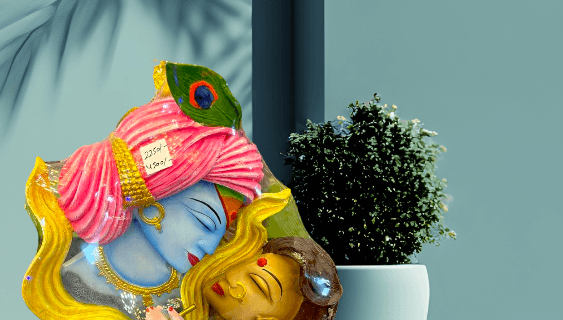 TRACKLITE  Radha Krishna Murti Statue Showpiece with Cow for Home Decor Living Room Office Gift Items Decoration Showpiece (17 - inch L - 15 inch W ) (Multicolor)
