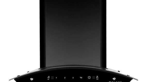 Faber /hr Auto-Clean curved glass Kitchen Chimney (HOOD SUNNY HC SC BK 60, Filterless technology, Motion Sensor & Touch ( 21- inch L _ 23- inch W ) Control, Black)