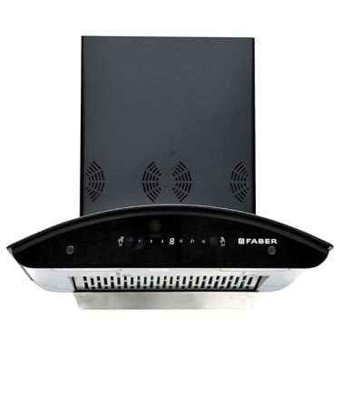 Faber 60 cm 6 way Silent Suction, 1250 m³/hr Auto-Clean curved glass Kitchen Chimney (HOOD EVEREST SMART 3D IND HC SC BK 60, Filterless technology, Touch Control & Gesture Control, Black) ( 21- inch L _ 23- inch w )