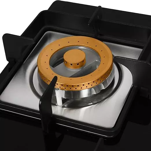 Faber Glass Top 4 Burner Gas Stove with Powder Coated Pan Support (Hob Cooktop Daisy),2 Medium & 2 Small,Manual Ignition, Black (  26- inch W-6- inch L )