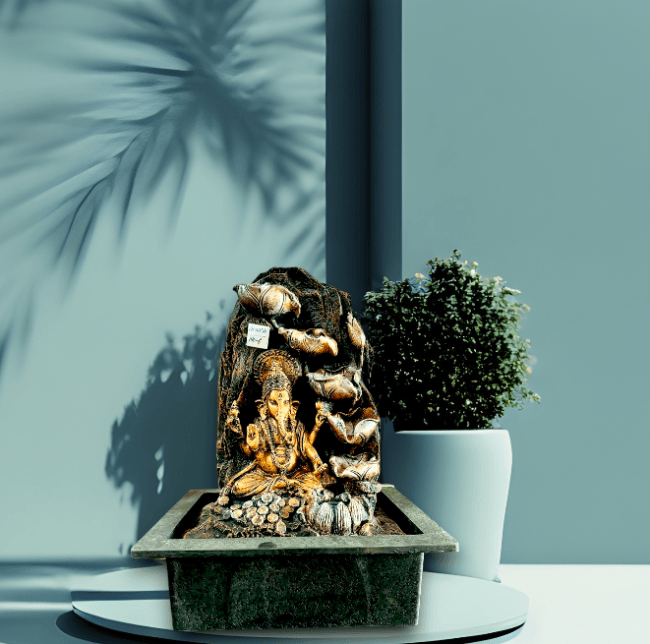 TRACKLITE  Lord Ganesha Ji Tabletop Water Fountain, Environmental Resin Indoor Fountain, Desktop Fountain, Indoor Waterfall Feature with Light for Home Office Decor Relaxation ( Lord Ganesha Ji-1) ( 17- inch L -  12- inch W )